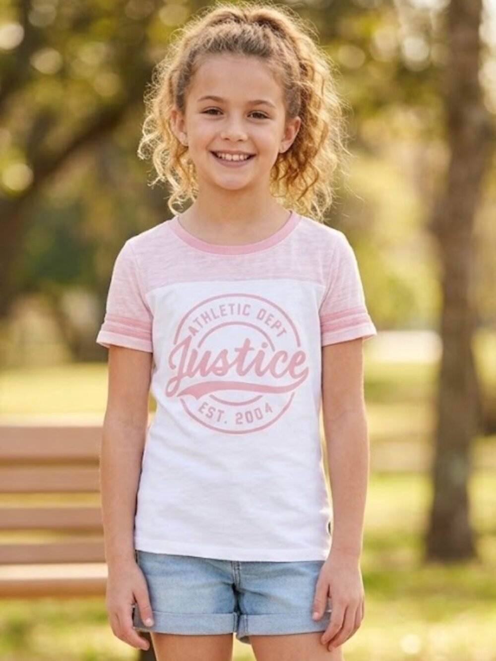 🐲3 FOR $9🦄 Justice Athletic Dept Short Sleeve Ringer Tee Top Shirt T-shirt 7